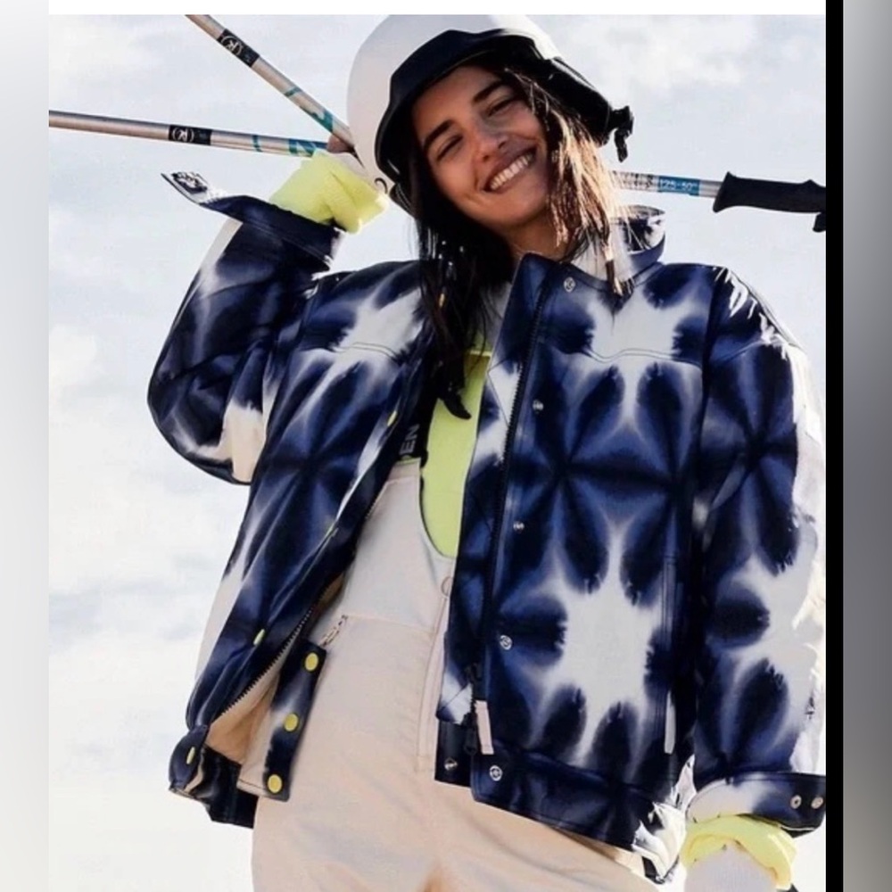 Free People Bunny Slope Navy and White Ski Jacket